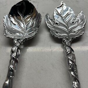 Salad Serving Set, Leaf/Vine Pattern Fork/Spoon